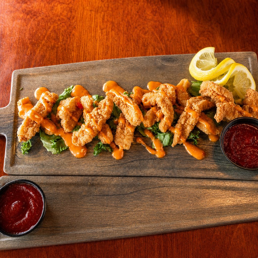 Fried Calamari Strips.