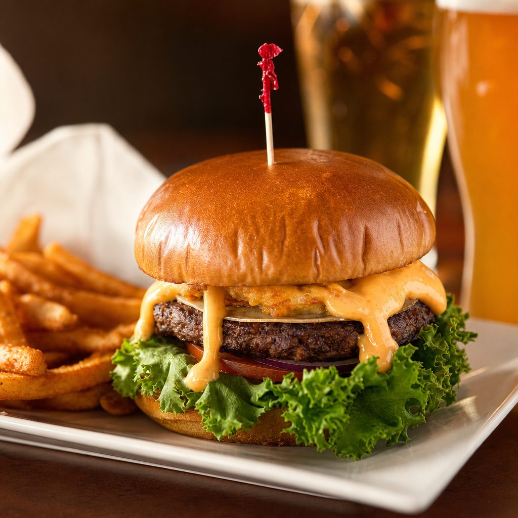 Mushroom & Swiss Burger.
